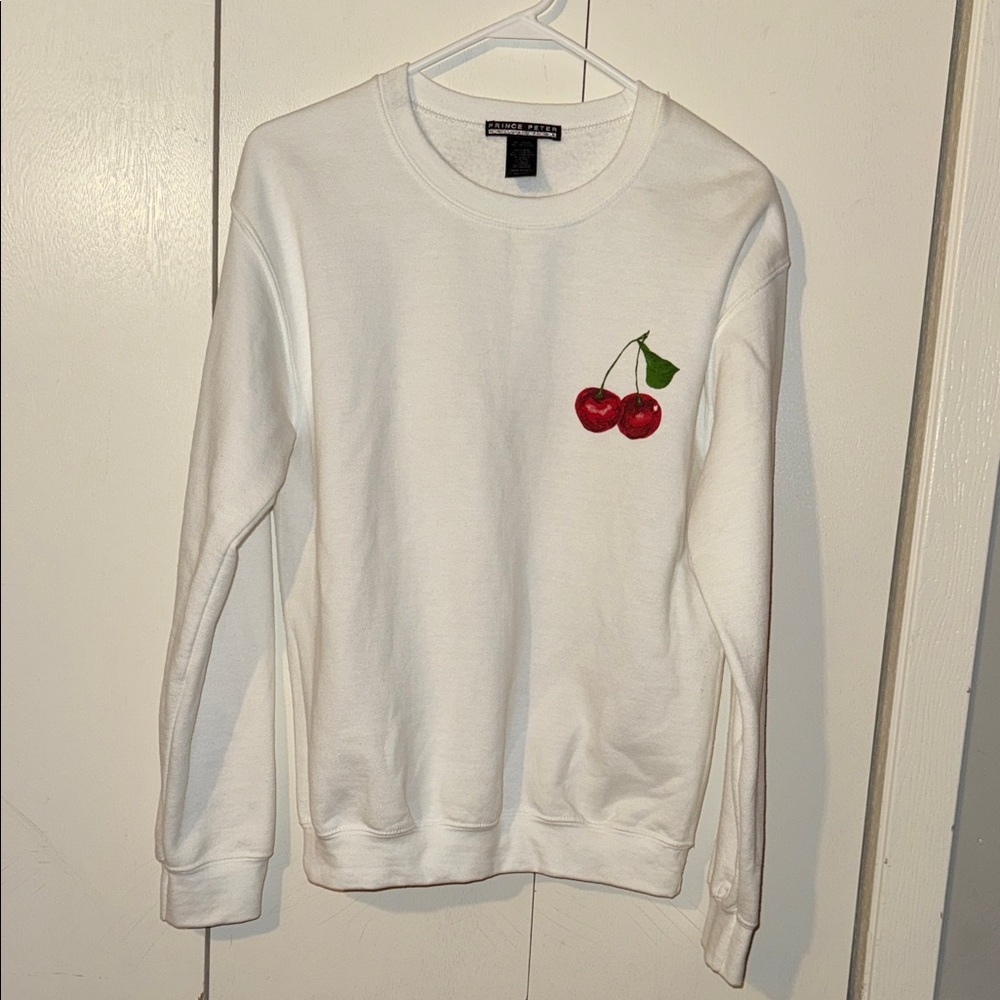 Prince Peter Collection White Sweatshirt with Cherry Design